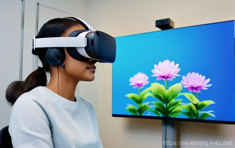 작업치료사의 최신 치료 기술 활용 사례 - Image Prompt 1: Immersive Virtual Reality Rehabilitation** 작업치료사의 최신 치료 기술 활용 사례 - Image Prompt 1: Immersive Virtual Reality Rehabilitation**
