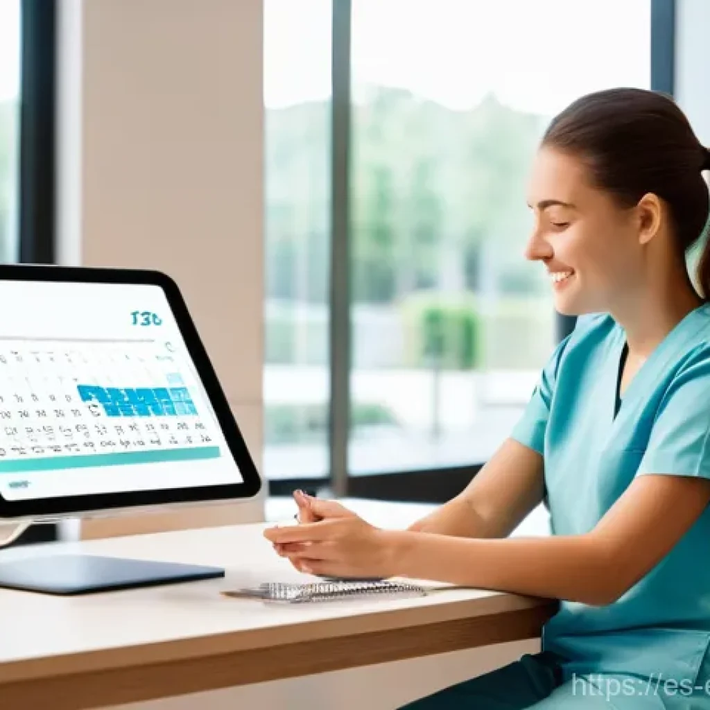 작업치료사의 클리닉 관리 팁 - **Prompt:** "A brightly lit, modern occupational therapy clinic interior, focusing on digital integr...