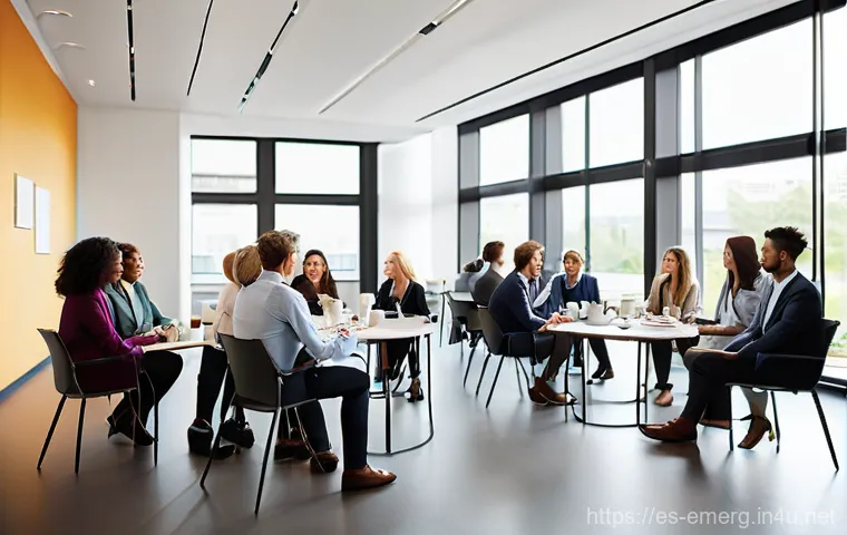 작업치료사의 직업적 네트워크 형성 - **Prompt:** A vibrant, well-lit professional conference hall filled with diverse occupational therap...