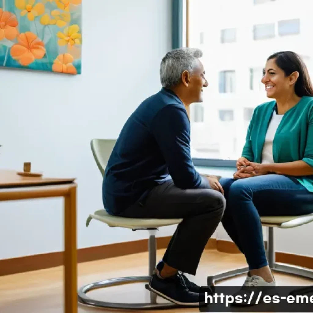 작업치료사의 대인 관계 팁 - A warm and inviting occupational therapy session in a modern clinic in Mexico City, featuring a midd...