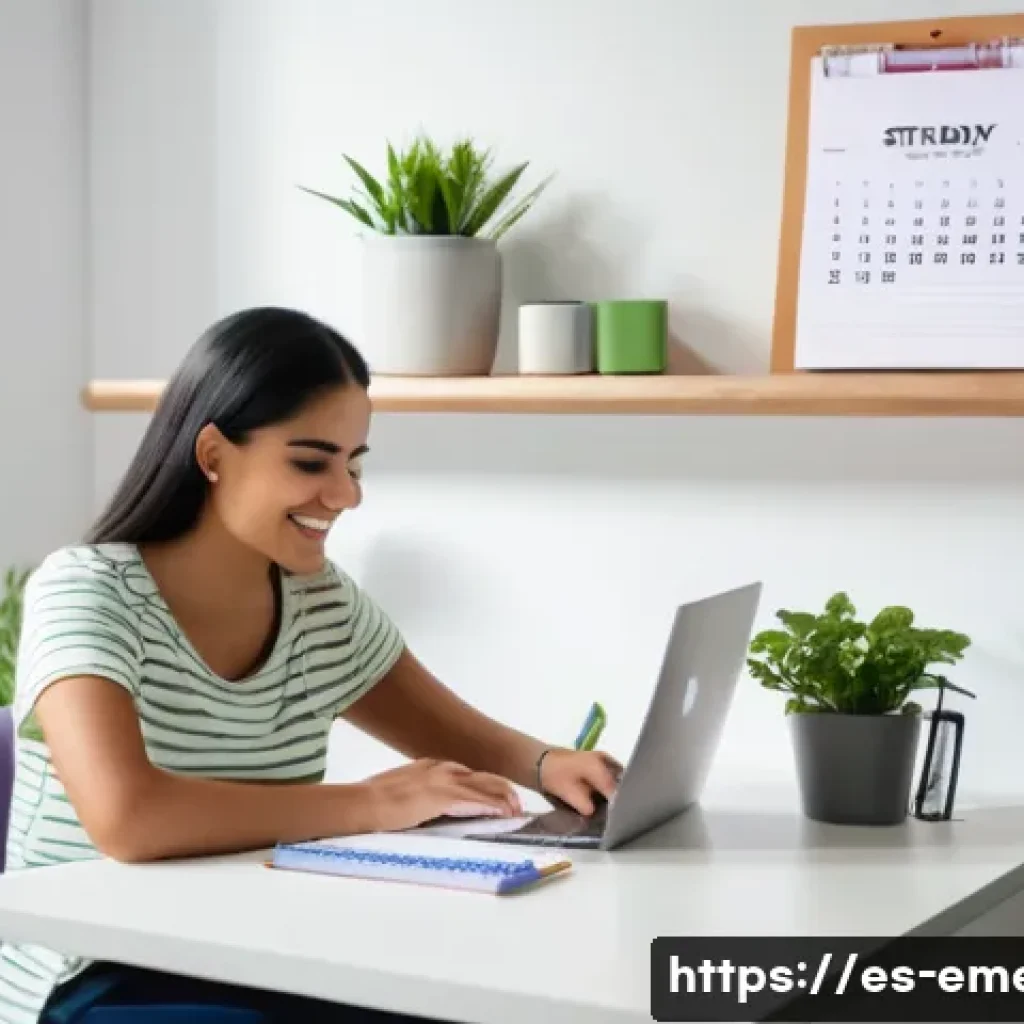 작업치료사의 자격증 시험 준비 성공 사례 - A cozy, well-lit study corner in a modern apartment, featuring a young Hispanic woman in casual atti...