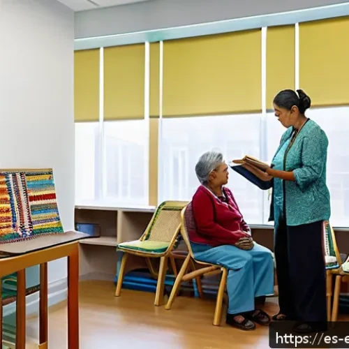 Home 17 작업치료사의 치료 가이드라인 적용 - A warm, inviting occupational therapy clinic room in a Latin American setting, featuring bright natu...