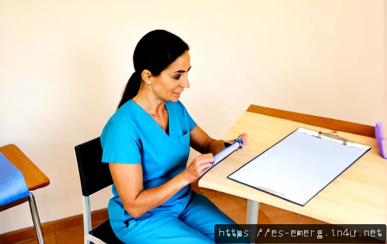 작업치료사의 환자 케이스 스터디 경험 - Photorealistic occupational therapist in a bright Spanish community rehabilitation clinic, thoughtfu...