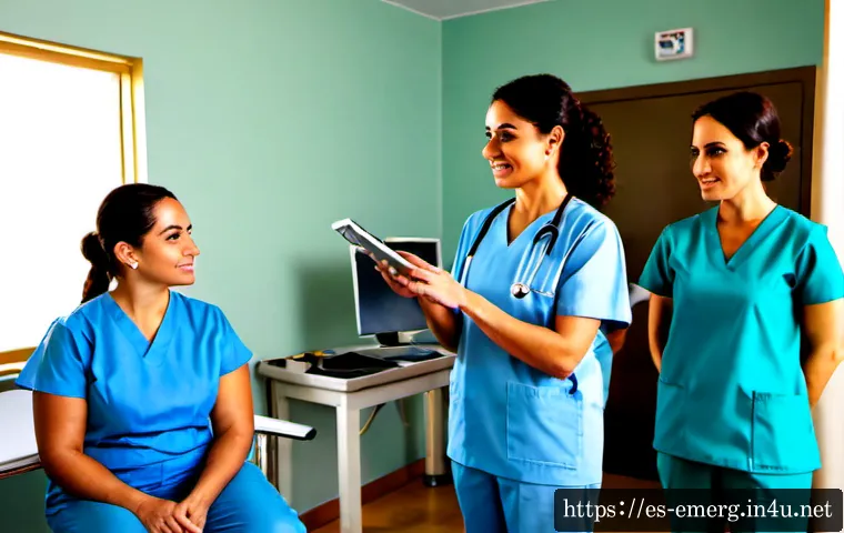 작업치료사의 병원 내 교육 참여 - Photorealistic hospital education workshop in a modern Spanish public hospital, Hispanic occupationa...